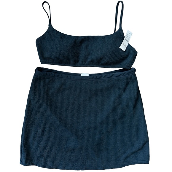J. Crew Other - J. CREW | NWT Bikini Top & Swim Skirt Set | Textured High Rise Full Coverage | L